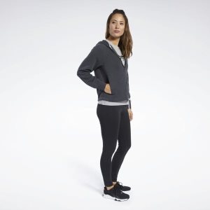 Bluza Z Kapturem Damskie Reebok Training Essentials Logo Czarne PL 49AHKTZ